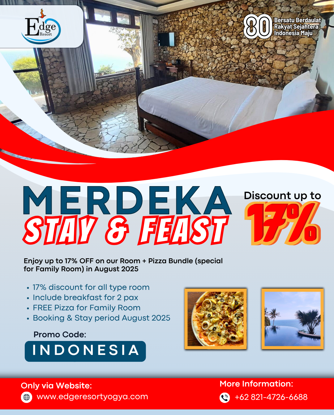 Navy Yellow Modern Hotel Room Promotion Facebook Ad